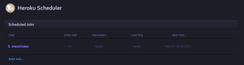 Heroku Scheduler page